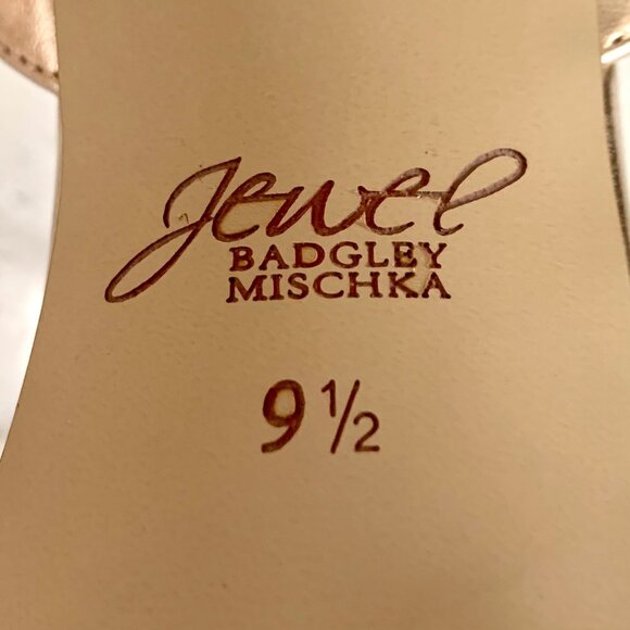 Jewel Badgley Mischka Michelle Gold Metallic Strappy Block Heel Sandals Size 9.5 - Picture 8 of 8